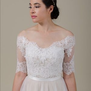 Off-Shoulder Alencon Lace Bolero Wedding dress top